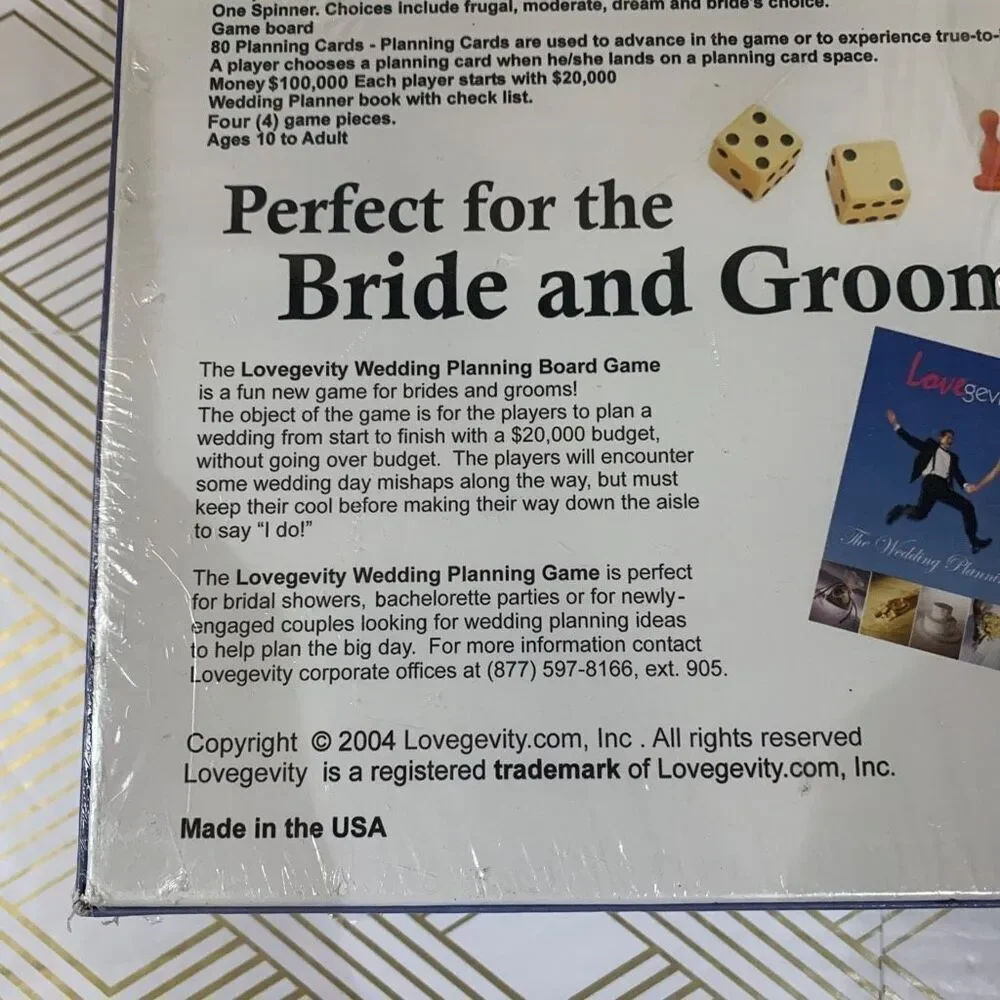 Lovegevity 2004 The Wedding Planning‎ Party Board Game for Brides & Grooms New